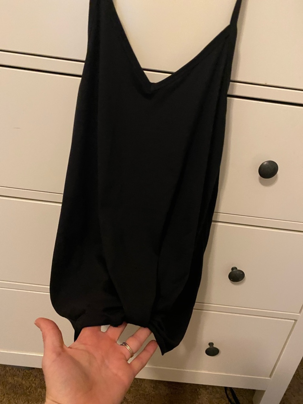 Doublju Black V-Neck Camisole with Thin Straps